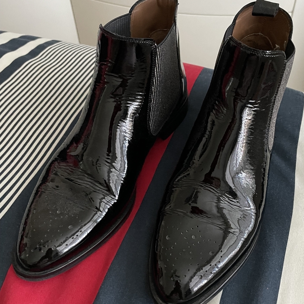 Pertini Patent Leather Ankle Boots Sz 37 US 7